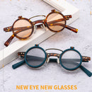 New Round Frame Punk Double-layer Flip Sunglasses