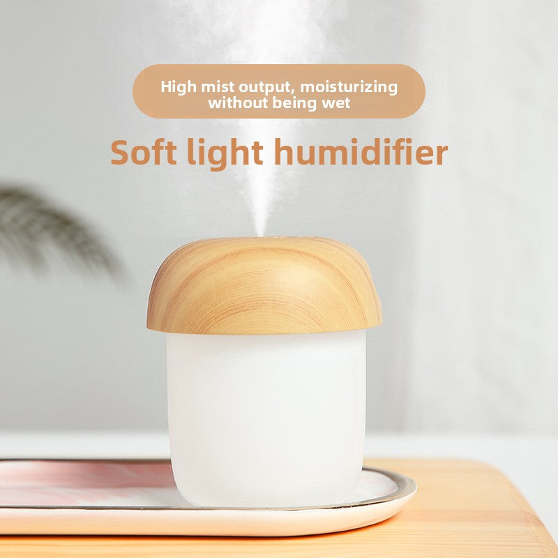 Mushroom Wood Grain USB/Battery Portable Humidifier