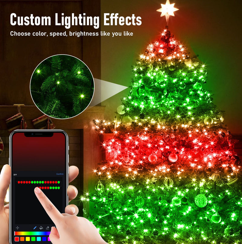 Bluetooth LED Christmas Tree Lights with Remote Control and App