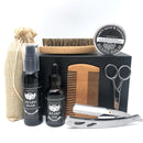 Beard Care Kit 9-Piece Set with Comb, Brush, Scissors, and Grooming Products