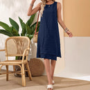 Vestido de cuello redondo sin mangas y combinable a la moda para mujer