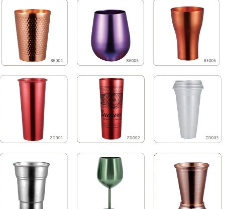 Spinning Aluminum Oxide Metal Drum Shaped Beer Glass