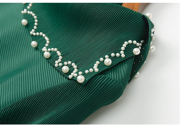 Pleated Temperament Black Dress Spring Dress