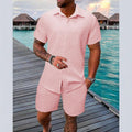 Men's Jacquard Casual Shirt and Shorts Set
