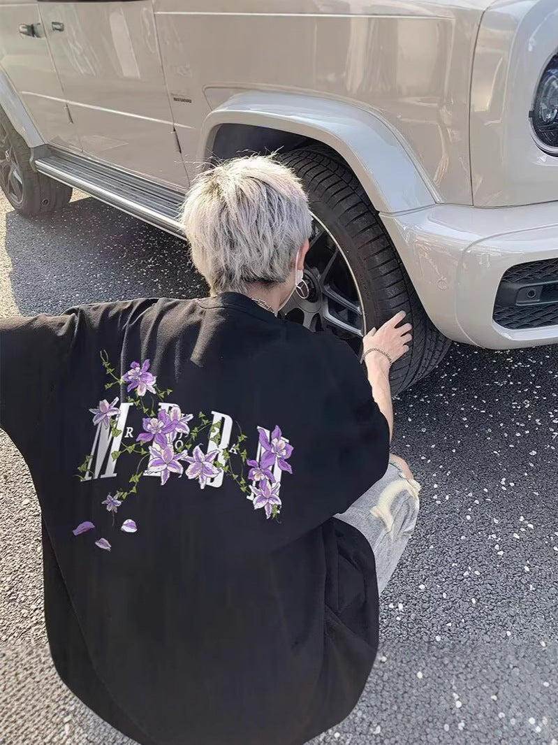 Embroidered Vine Floral Short Sleeve T-Shirt