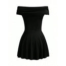 Pure Desire Style Off-shoulder Dress Off-neck High Waist Skirt Fashion Dress