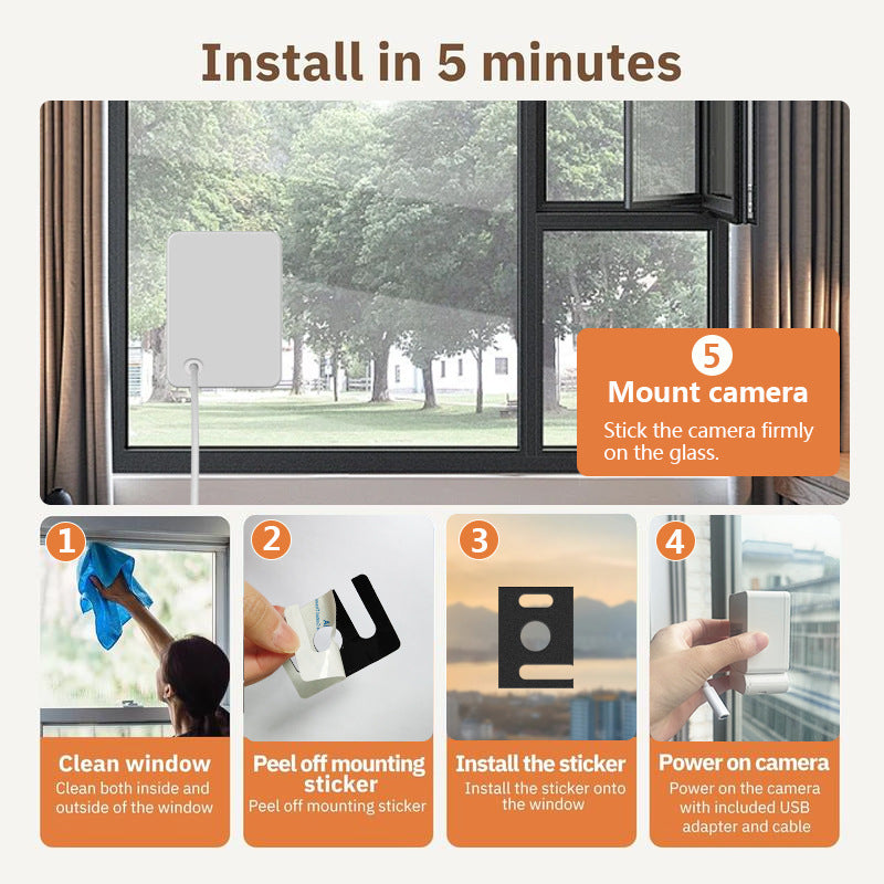 New Adhesive Glass Camera Wireless Wifi Monitoring Home 3Mp High-Definition Window Camera