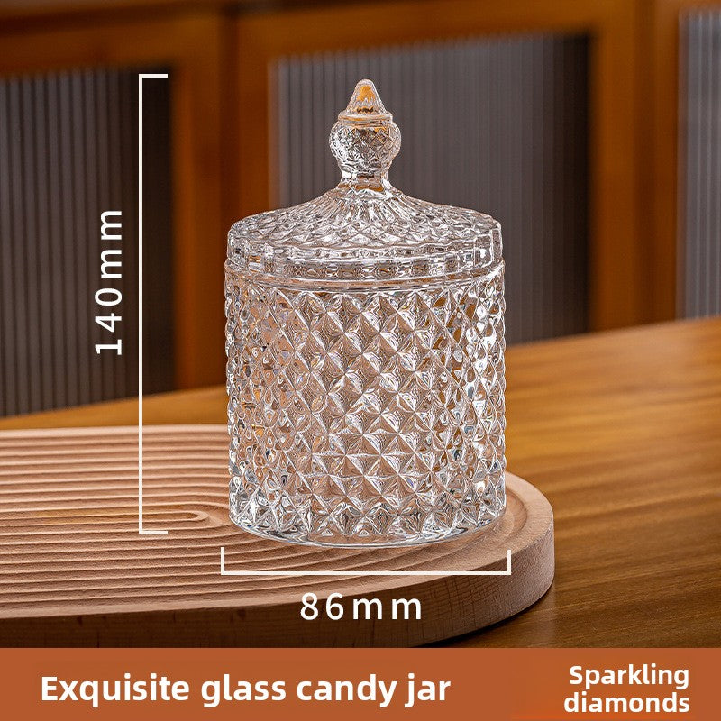 Glass Storage Jar with Lid for Candy Makeup Brush Tea