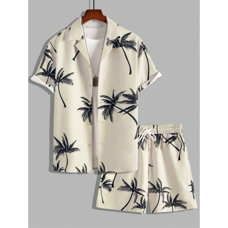 Men's Short-Sleeved Shirt and Beach Pants Set