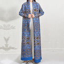 Plus Size Pleated Print Middle East Cardigan Robe