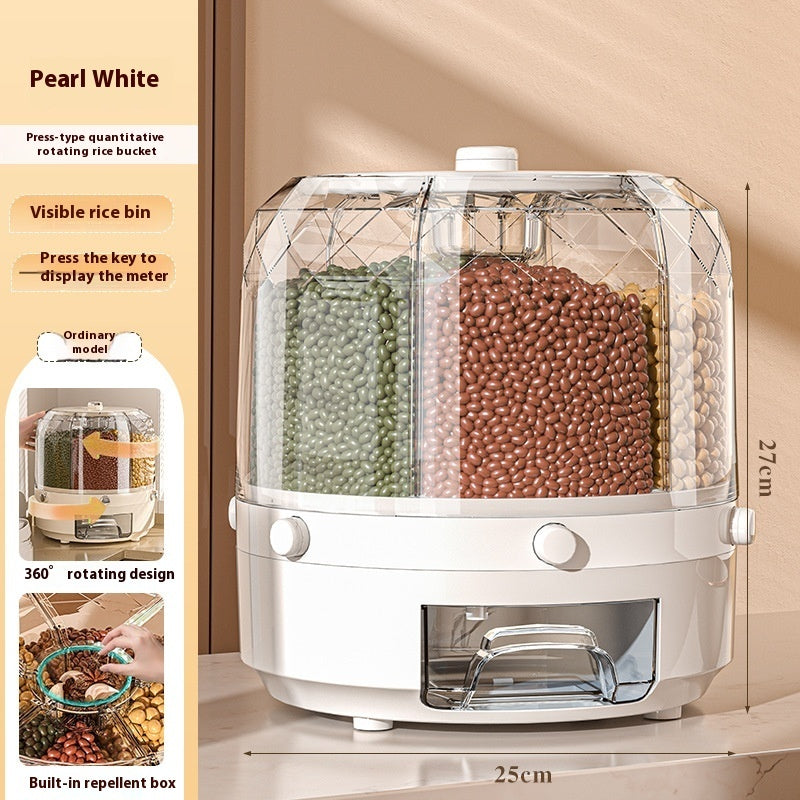 Wholesale Cereals Storage Box Rotatable Rice Bucket Insect-proof Moisture-proof Sealed Household Separated Rice Storage Box Rice Jar