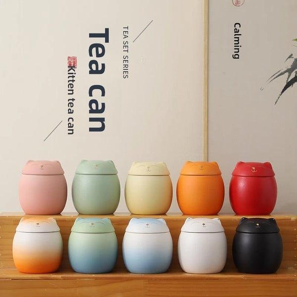 Cute Cat Tea Leaf Jar