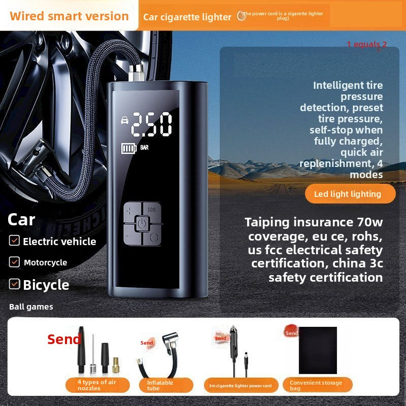 Portable Digital Car Tire Inflator with Power Bank Function