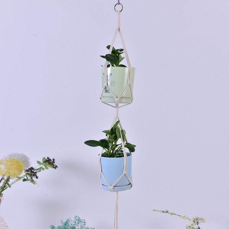 Handmade Woven Hanging Net Bag for Flower Pots