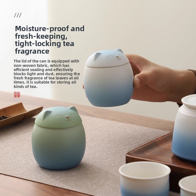 Cute Cat Tea Leaf Jar