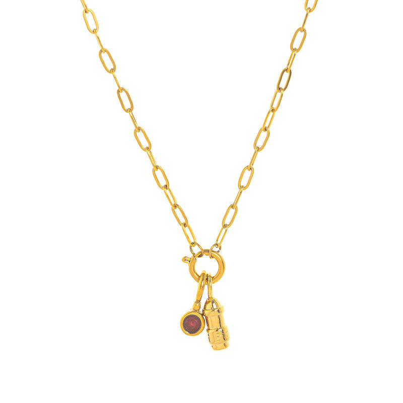 Stainless Steel Zircon Feather Pendant Necklace