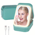 Portable makeup mirror with storage bag