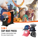 VEVOR 3in1 Auto Hat Heat Press With 3pcs Interchangeable Platens Automatic Release&Press Knob Style Digital Control Panel, Heat Transfer Printing For Caps
