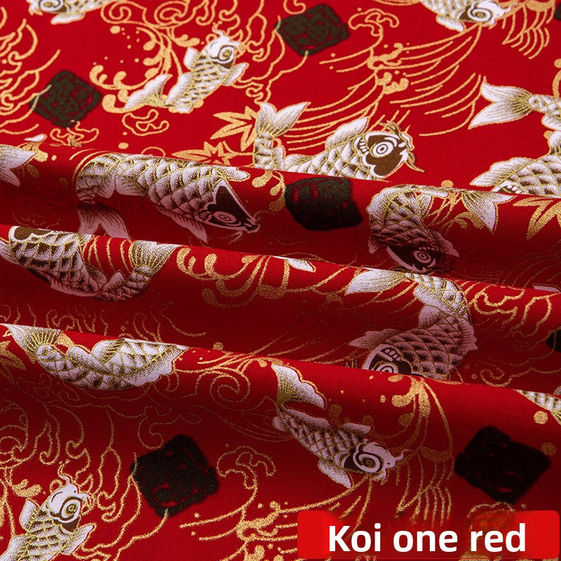 All-cotton Japanese-style gold-embossed fabric