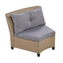 U Style 6-Person Fan-Shaped Rattan Set With Cushions   Table