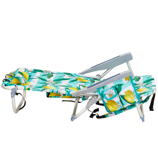 63x65x82cm, Lemon Pattern, Aluminum, Beach Chair, Oxford Cloth, Silver-white Aluminium Tube