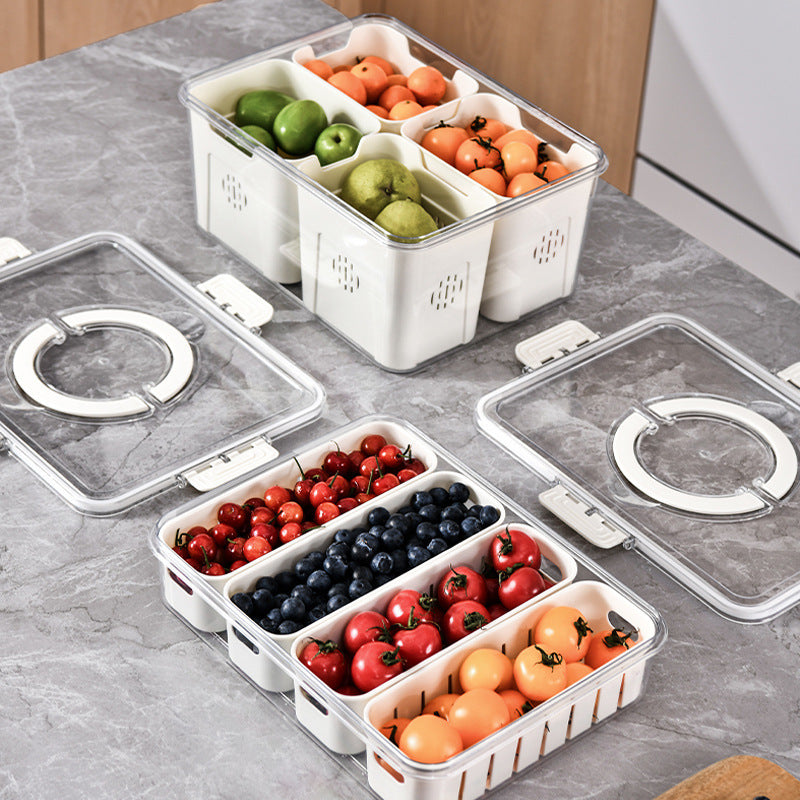 Transparent Compartment Food Storage Box with Handles