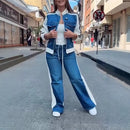 Women's Denim Long Sleeve Two-Piece Set