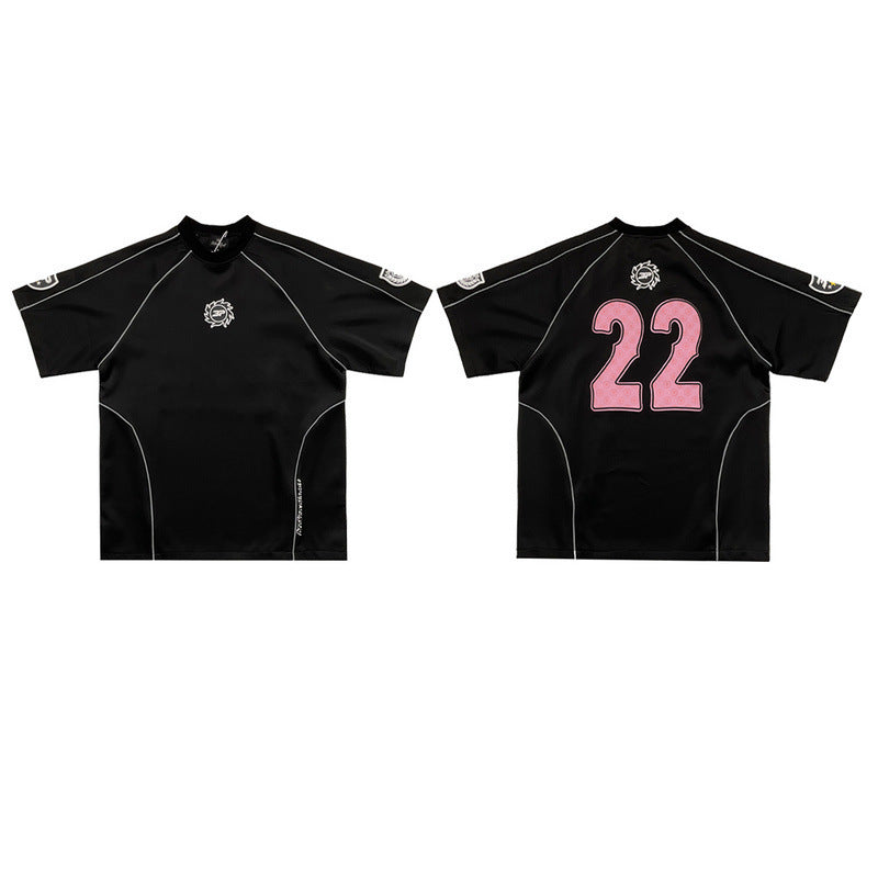 Printed letter-stitched T-shirt set