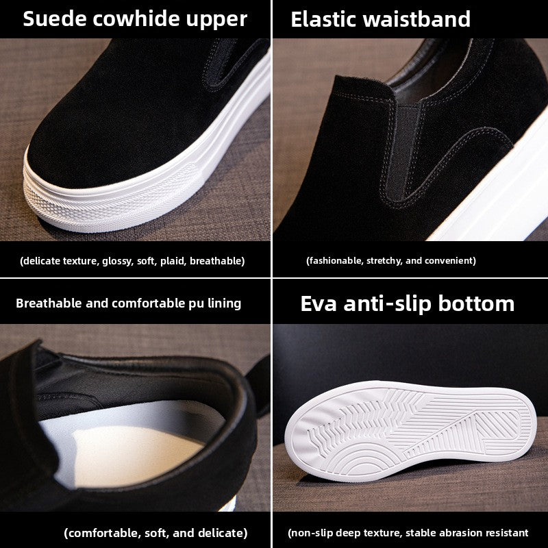 Genuine Leather Women's Loafers with Thick Sole