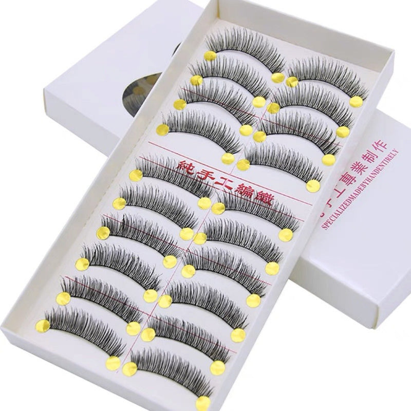 Thick false eyelashes are all handmade