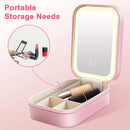 Portable makeup mirror with storage bag
