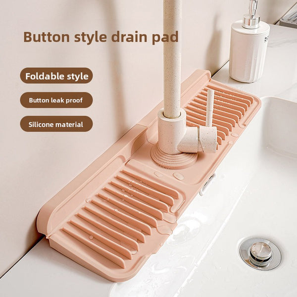 Upgraded Button Silicone Faucet Drain Mat Kitchen Sink Storage Mat Lavatory Mat