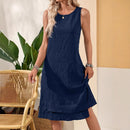 Vestido de cuello redondo sin mangas y combinable a la moda para mujer