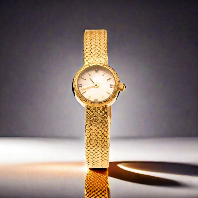 Simple Retro Copper Mesh Small Gold Watch Women's Internet Celebrity Explosive Exquisite Casual Light Luxury All-match Elegant