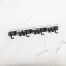 Stainless Steel Wall-Mounted Mop Rack with Hooks and Clips