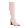 Women's Thick Heel High Boots with Side Zipper