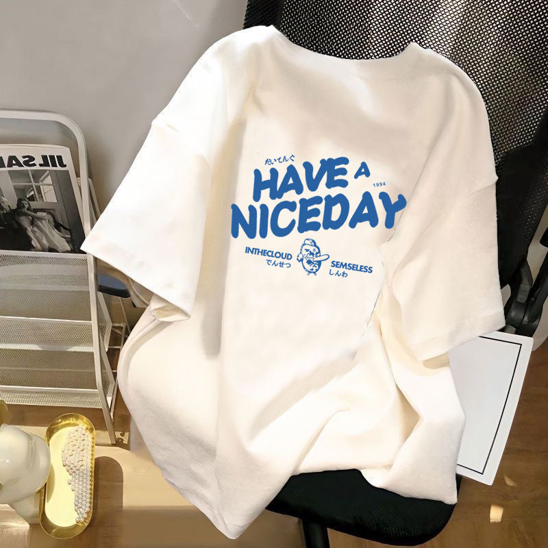 Cartoon Print Ice Silk Short Sleeve T-Shirt