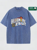 Retro Washed Cotton Short Sleeve Printed T-Shirt