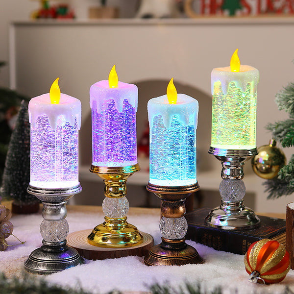 Colorful Gradient Christmas Crystal Lamp with Automatic Snowfall