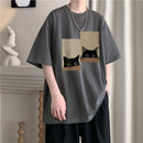 Cat Print Cotton T-shirt