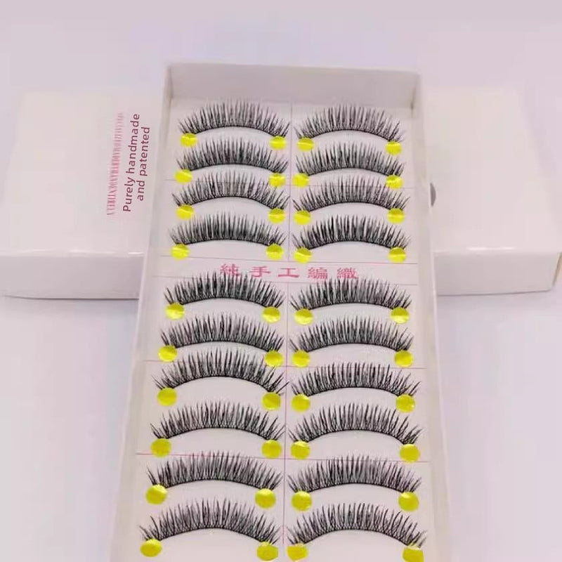 Thick false eyelashes are all handmade