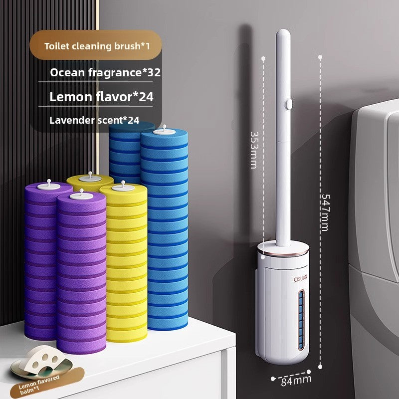 Disposable Wall-mounted Toilet Brush with Replaceable Heads