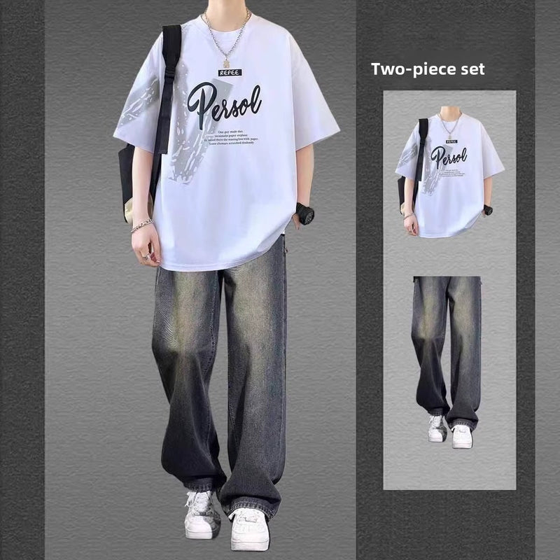 Letter-print short-sleeved T-shirts