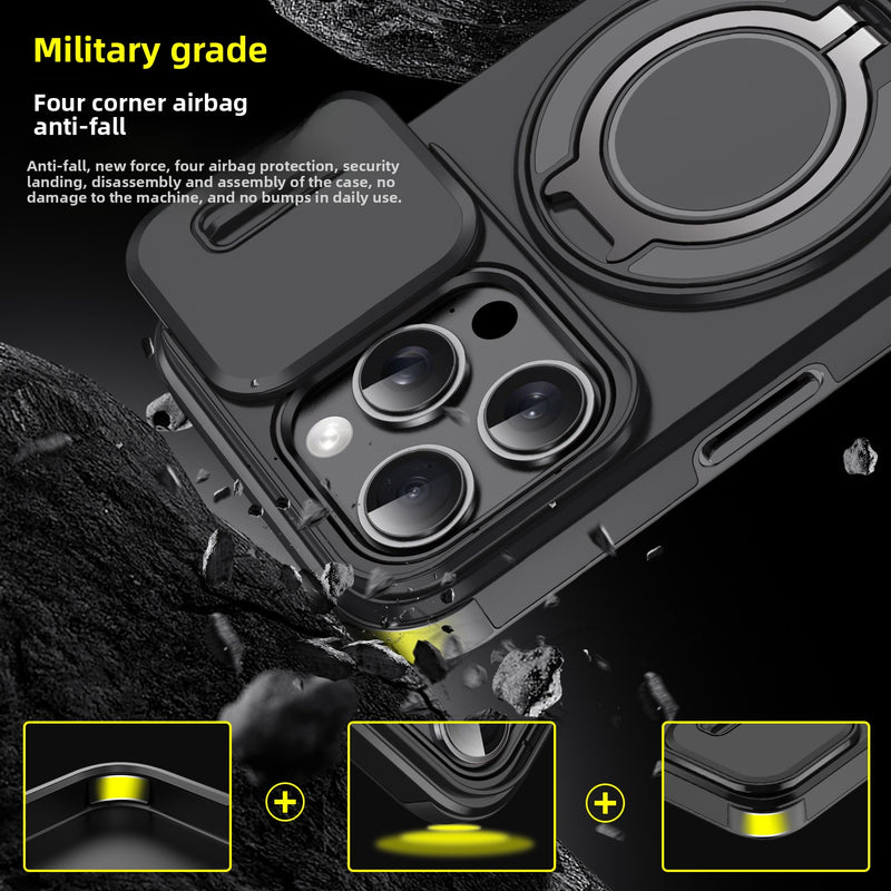 Magnetic Sliding Window Phone Case for iPhone 11 to 17 Pro Max