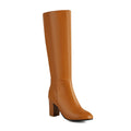 Women's Thick Heel High Boots with Side Zipper