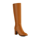 Women's Thick Heel High Boots with Side Zipper