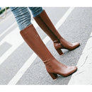 Women's Thick Heel High Boots with Side Zipper