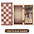 Three-in-One Wooden Chess Checkers Backgammon Board Game Set