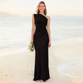 Elegant Off-Shoulder Ruched Satin Dress