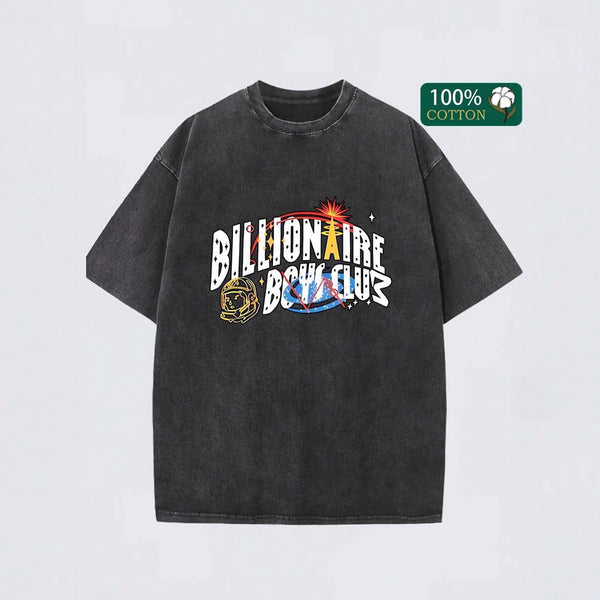 Retro Washed Cotton Short Sleeve Printed T-Shirt